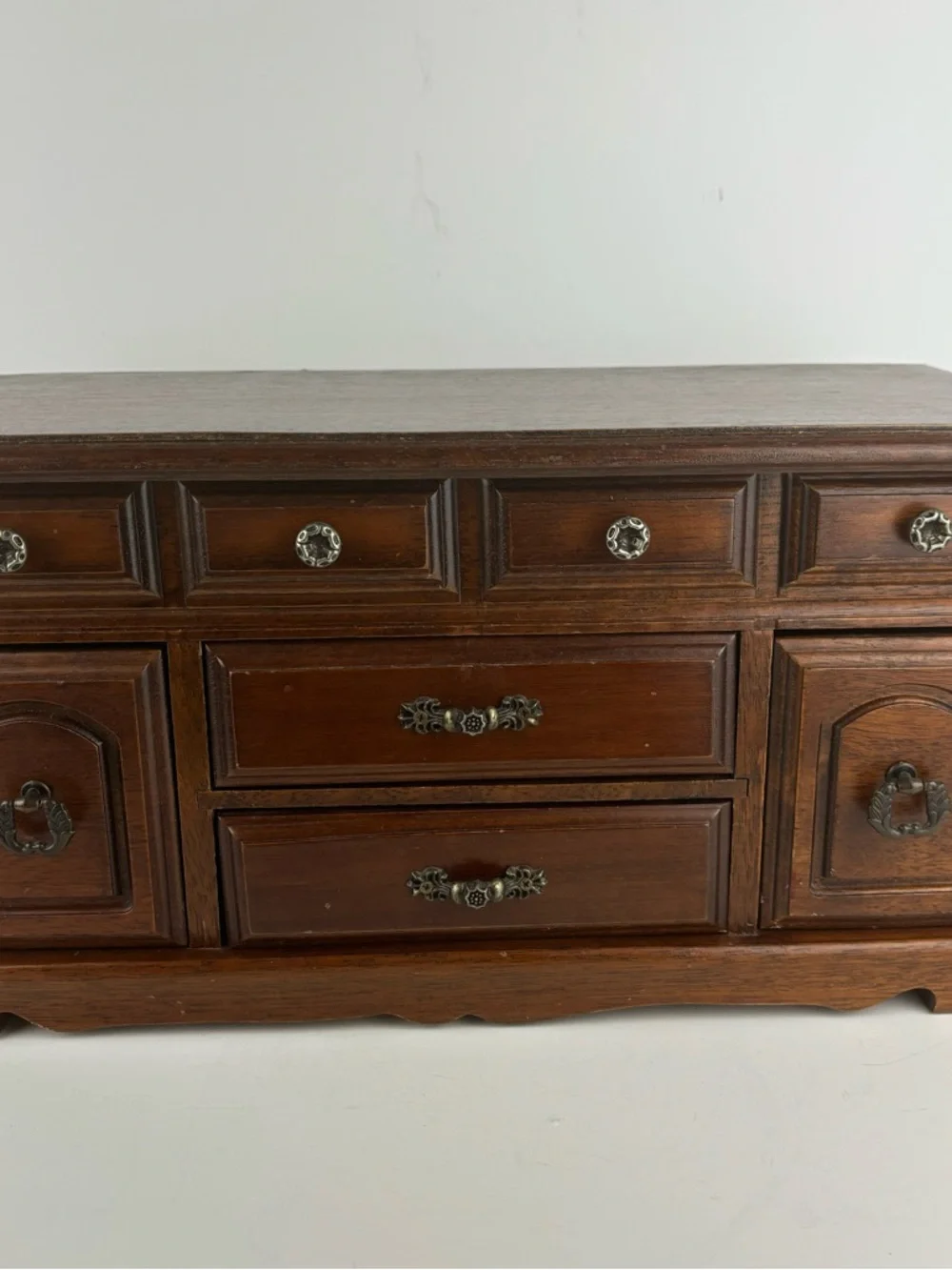 VTG- Dark Wood Jewelry Box/lift-top/ring drawers-dresser top storage/otganizer